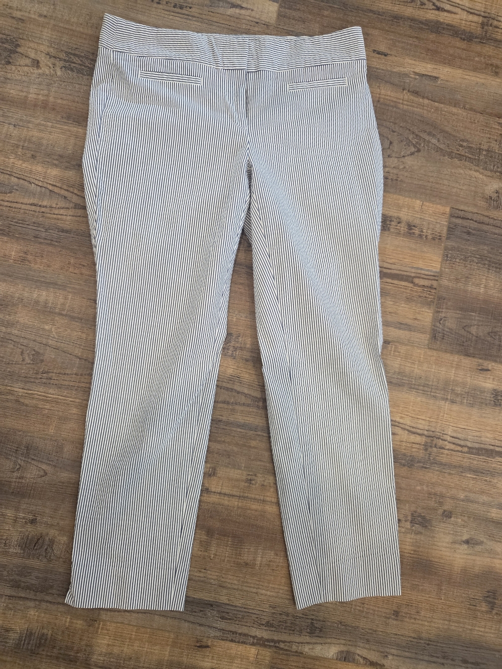 Ann Taylor White and Navy Pinstripe Dress Pants
